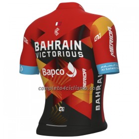 Maglia 2023 Bahrain Victorious Manica Corta Rosso Nero